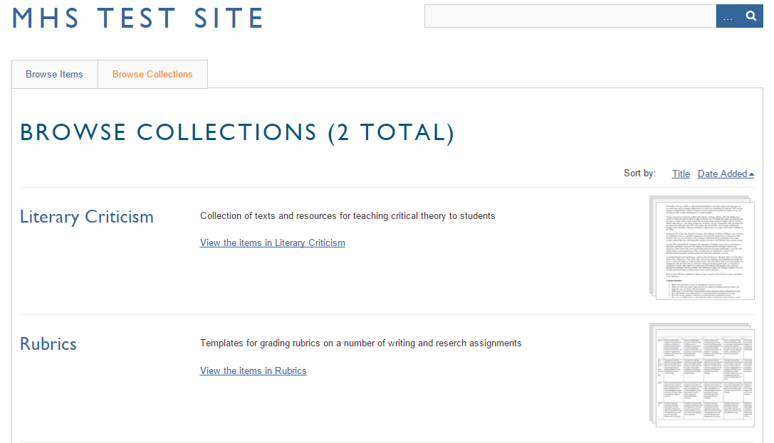 MHS Test Site screenshot