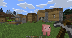 A screenshot from a typical game of Minecraft.